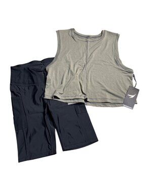 Endeavor Womens 2pc Activewear Set Tank & Shorts Size S Black Moss